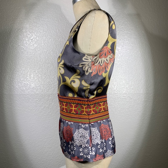 Whitley by Johnny Was Obi Belted Peplum Silk top S - Picture 5 of 7